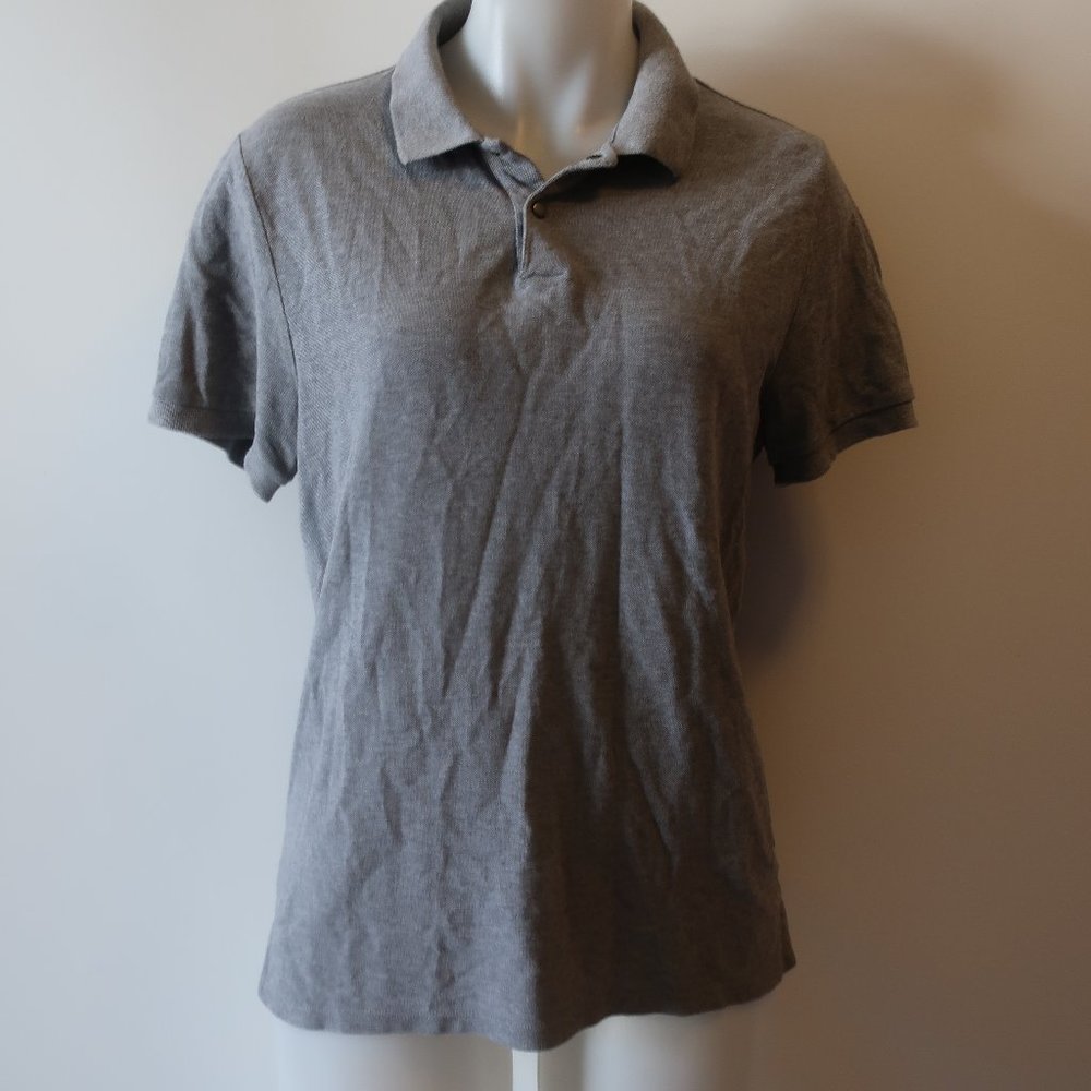 SANDRO PARIS GREY POLO SHIRT TOP L *